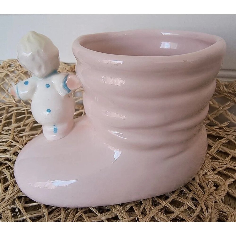 Relpo Pink Baby Bootie Planter, Made In Japan, 1961 Samson Import Co, EUC - Picture 4 of 9